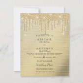 Glamエレガント金ゴールドグリッターが白結婚い 招待状 (正面)