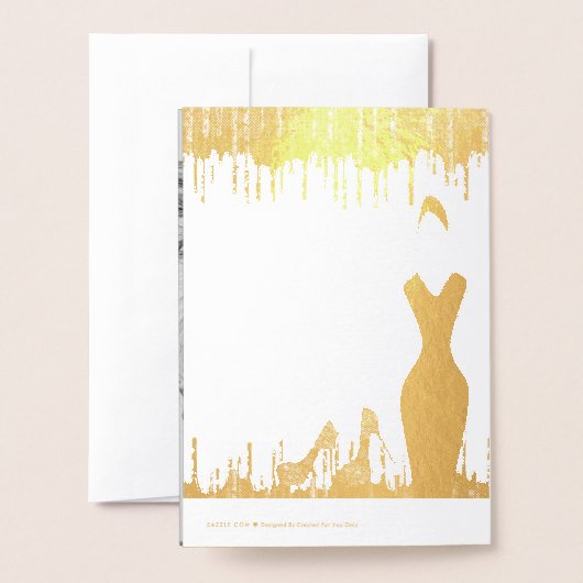 Glamエレガント金ゴールド50 Fab誕生日実在写真 箔カード (裏面封筒付き)