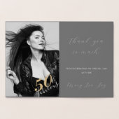 Glamエレガント金ゴールド50 Fab誕生日実在写真 箔カード (内部)