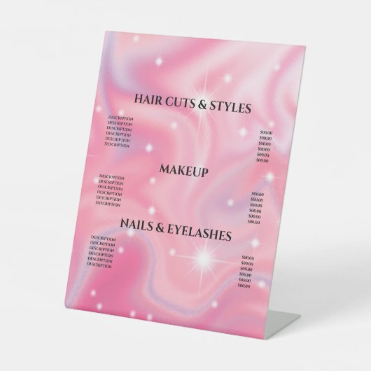 Glamエレガント Iridescentホログラフィック価格リストPe 台座サイン (正面)