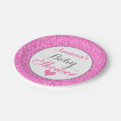 & glamガーリープリンセスホットピンクグリッターベビーシャワー ペーパープレート (アングル)