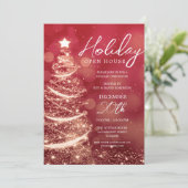 GLAMクリスマスホリデーオープンハウスパーティーレッド金ゴールド 招待状 (スタンド正面)