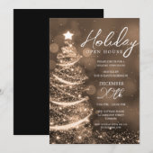 GLAMクリスマスホリデーオープンハウスパーティー金ゴールド 招待状 (正面/裏面)