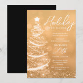 GLAMクリスマスホリデーオープンハウスパーティー金ゴールド 招待状 (正面/裏面)