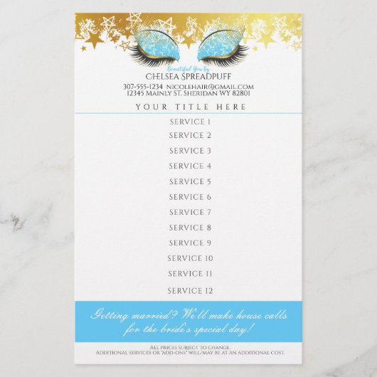 Glamグリッターアイズメイクアップアーティストサロン価格表 チラシ (正面)