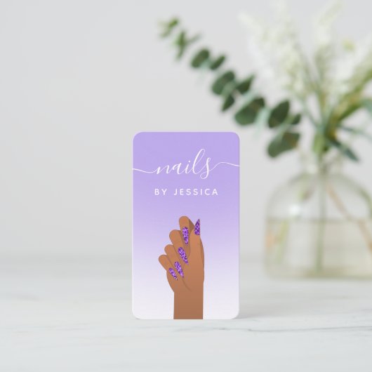 GlamグリッターチーテプリントネイルアーティストQRコード 名刺 (スタンド正面)