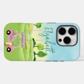 GlamグリッターレディーゴルファーPink Cart Clubsモノグラム Case-Mate iPhoneケース (裏面 (横))