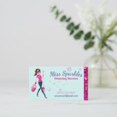 Glamグリッター漫画メイドハウスクリーニングサービス 名刺 (スタンド正面)