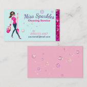 Glamグリッター漫画メイドハウスクリーニングサービス 名刺 (正面/裏面)