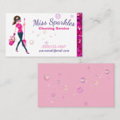 Glamグリッター漫画メイドハウスクリーニングサービス 名刺 (正面/裏面)