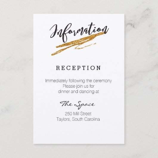 Glamグリッター白黒インフォメーションカード エンクロージャーカード (正面)