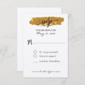 Glamグリッター白黒フローラRSVPカード 出欠カード (正面/裏面)