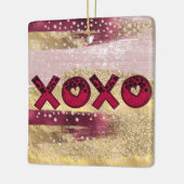 Glamグリッター金ゴールドRed Luxe XOXO Valentines写真 セラミックオーナメント (左)