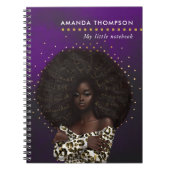 Glamシックなヒョウの皮アフロアメリカン手帳 ノートブック (正面)