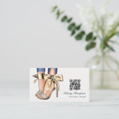 Glamシック金ゴールドファッションデザイナーQRコード 名刺 (スタンド正面)