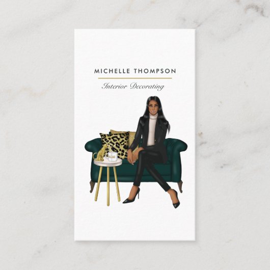 Glamシック・コーヒーボスQRコードビジネスカード 名刺 (正面)