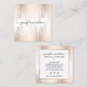 Glamスクリプトバラ金ゴールド紙吹雪雨 スクエア名刺 (正面/裏面)