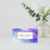 Glamスクリプトブライトブルーウォーター色フェイク金ゴールドダスト 名刺 (スタンド正面)