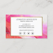 Glamスクリプト明るいピンクの水色のフェイク金ゴールドダスト 名刺 (裏面)