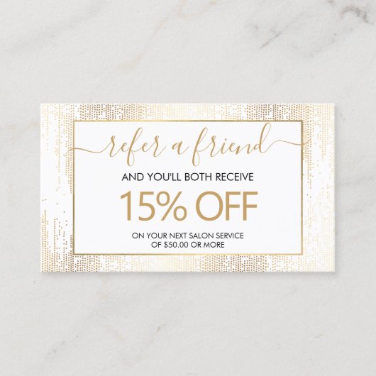 Glamスクリプト金ゴールド紙吹雪雨の紹介 名刺 (正面)