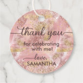 Glamスパパーティーフェイクバラ金ゴールドグリッターありがとう フェイバータグ (正面)