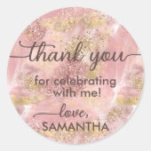 Glamスパパーティーフェイクバラ金ゴールドグリッターありがとう ラウンドシール (正面)