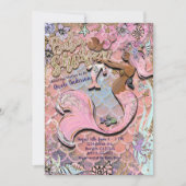 Glamダークエスニックプレゴマーメイドグリッターベビーシャワー 招待状 (正面)