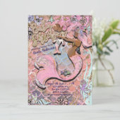 Glamダークエスニックプレゴマーメイドグリッターベビーシャワー 招待状 (スタンド正面)