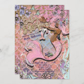 Glamダークエスニックプレゴマーメイドグリッターベビーシャワー 招待状 (正面/裏面)