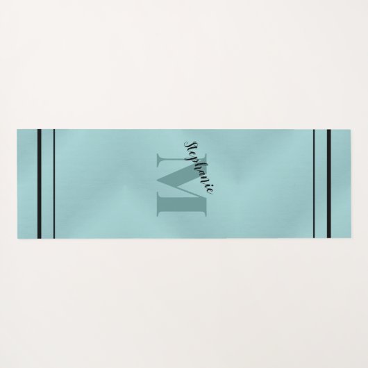 Glamティール（緑がかった色）ブラッシュドメタルモノグラムのエレガント、 ヨガマット (裏面(横))