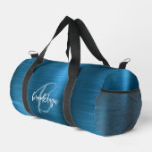 Glamティール(緑がかった色)ブルーブラシ仕上げメタルホワイトモノグラム ダッフルバッグ (右コーナー)