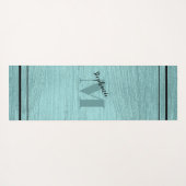 Glamティール（緑がかった色）メタリック、ブラックおよびモノグラムのエレガントGlam ヨガマット (裏面(横))