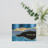 *~* Glamティール(緑がかった色)Agate Geode金ゴールドグリッターブラック 名刺 (スタンド正面)