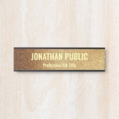 Glamテンプレートモダンブラックおよび金ゴールドトレンディードアSi サインプレート (正面)