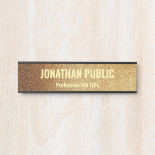 Glamテンプレートモダンブラックおよび金ゴールドトレンディードアSi サインプレート