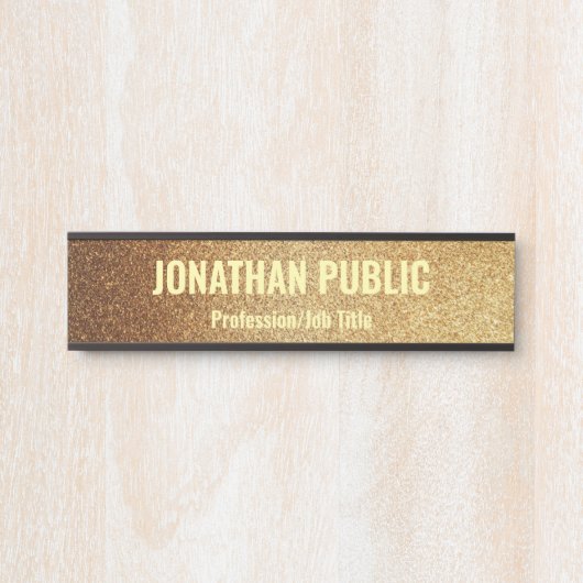 Glamテンプレートモダンブラックおよび金ゴールドトレンディードアSi サインプレート (正面)