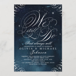 Glamネイビーエレガントヴィンテージ書私たちはまだ行う 招待状
