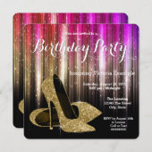 Glamハイヒールシューバースデーパーティー 招待状 (正面/裏面)