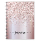 Glamバラガーリー金ゴールドグリッターモノグラム名スクリプト ノートブック (正面)