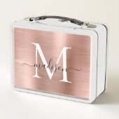 Glamバラガーリー金ゴールドブラシ仕上げ金属モノグラムスクリプト メタルランチボックス (裏面)