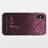 Glamバラピンクグリッタースモダンクリプトモノグラム名 Case-Mate iPhoneケース (裏面(横))