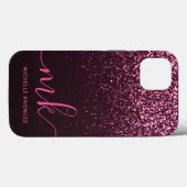 Glamバラピンクグリッタースモダンクリプトモノグラム名 Case-Mate iPhoneケース (裏面 (横))