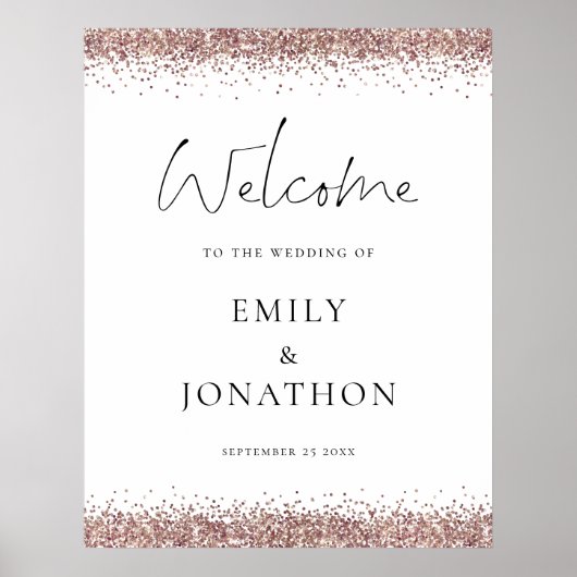 Glamバラ金ゴールドグリッターへようこそ結婚の ポスター (正面)