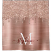 Glamバラ金ゴールドグリッタードリップモエレガントノグラム シャワーカーテン (正面)