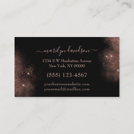 Glamバラ金ゴールドグリッターブラシメイクアップアーティストサロン 名刺 (裏面)