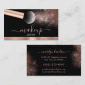 Glamバラ金ゴールドグリッターブラシメイクアップアーティストサロン 名刺 (正面/裏面)