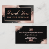 Glamバラ金ゴールドグリッター購入ありがとう 名刺 (正面/裏面)