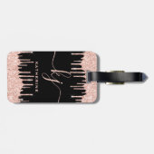 Glamバラ金ゴールドグリッターDripsモノグラムスクリプト ラゲッジタグ (裏面横)