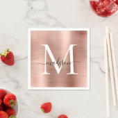 Glamバラ金ゴールドスパークルモノグラムスクリプトメタリック スタンダードカクテルナプキン (インサイチュ)