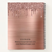 Glamバラ金ゴールドドリップグリッターブラッシュメタル予定 ノートブック (裏面)